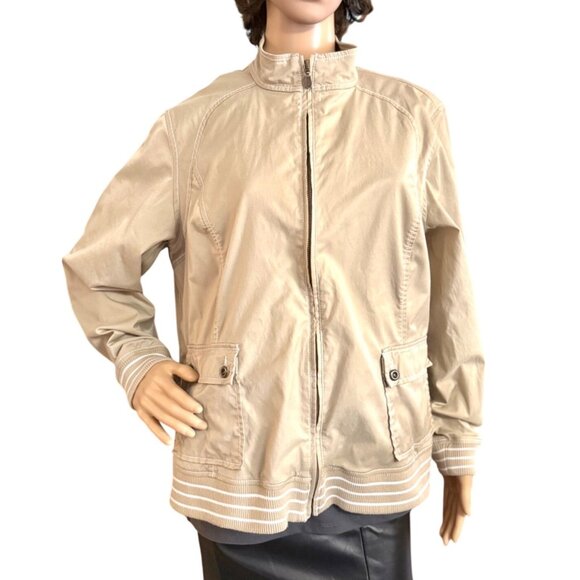 Chicos Zenergy Womens Beige Jacket Size 16 Cotton Full Zip Lightweight - Picture 9 of 12